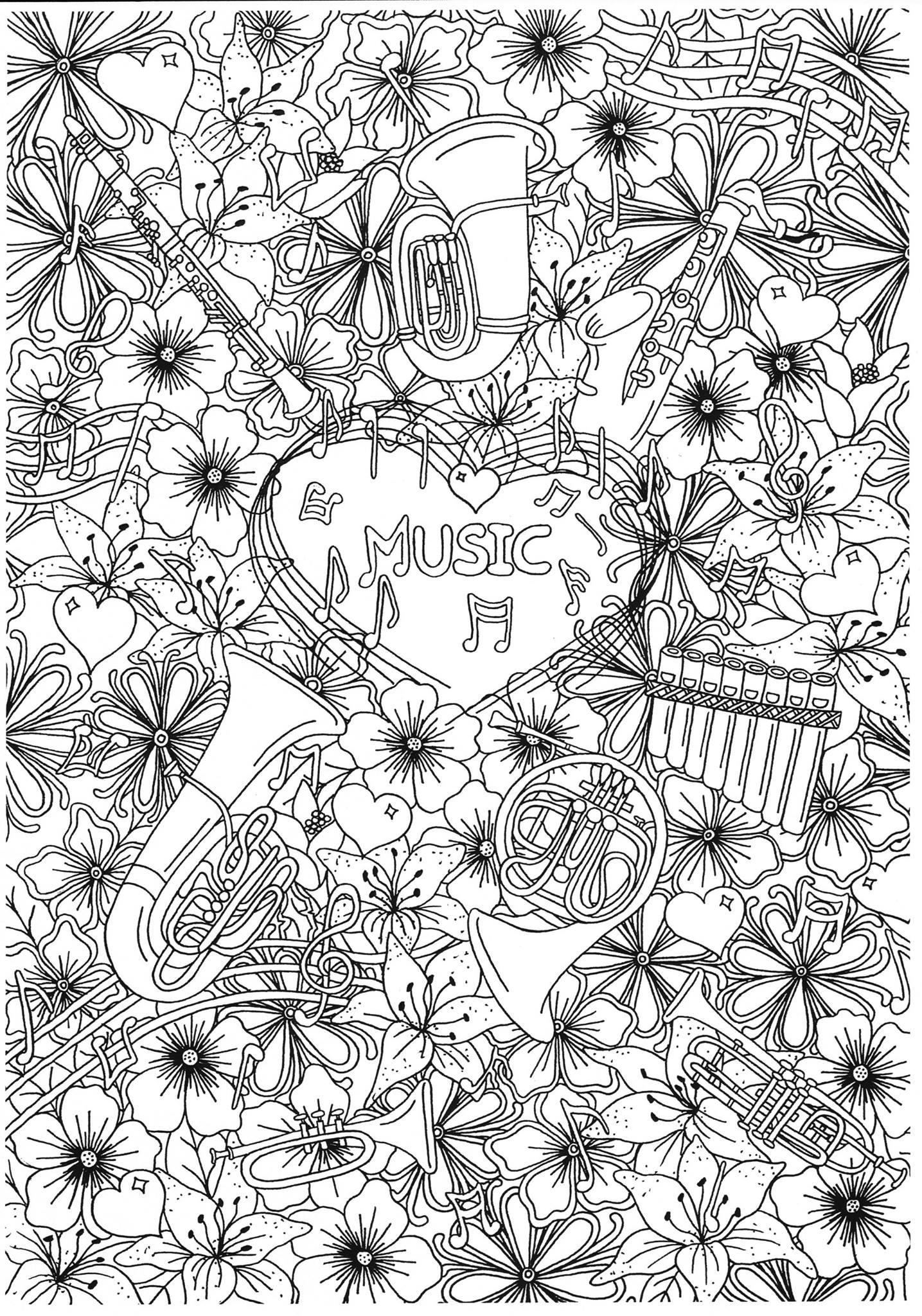 Coloriage instruments A  vent de musique